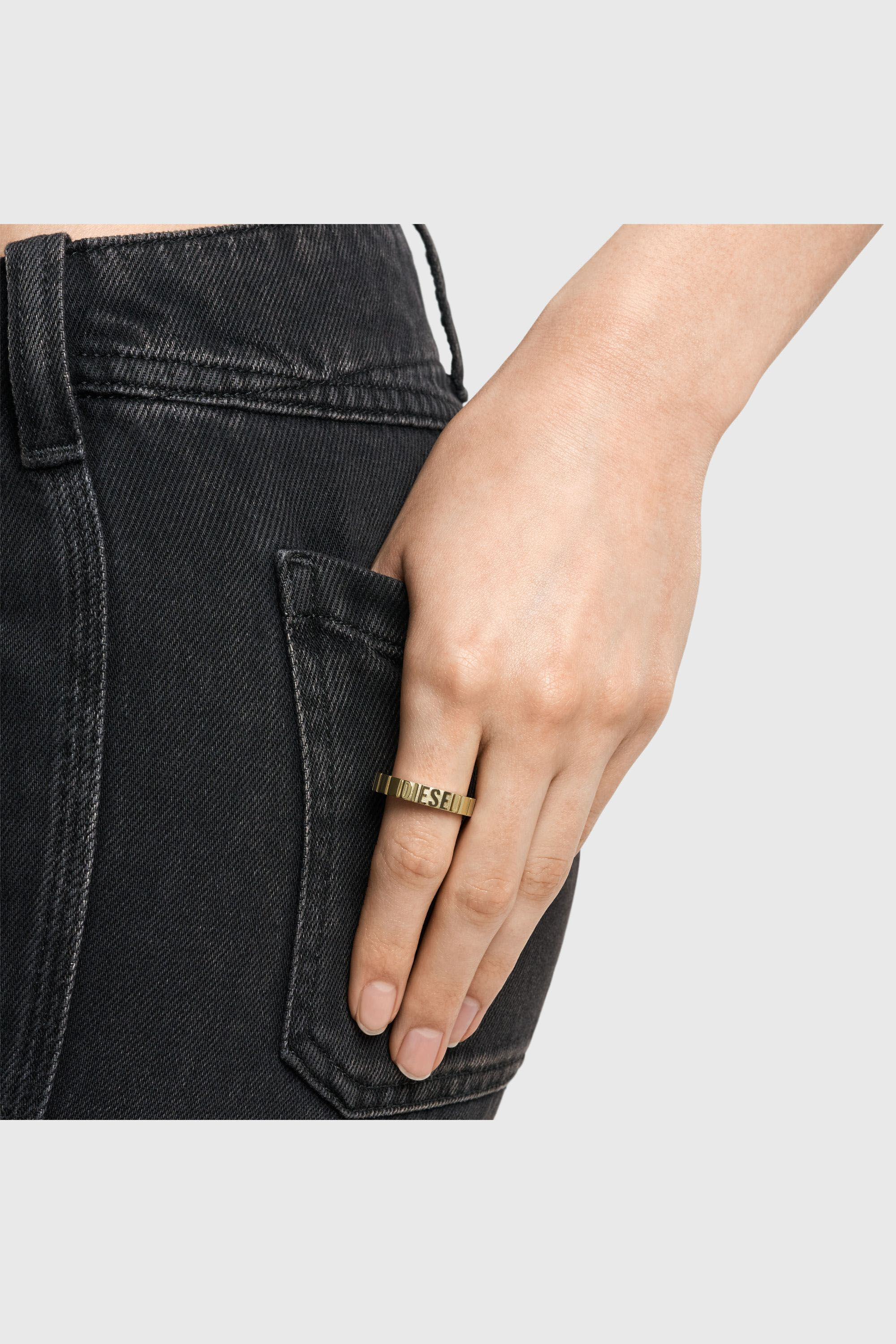 Diesel - DX1613710, Unisex's Stainless Steel Band Ring in Gold - 6