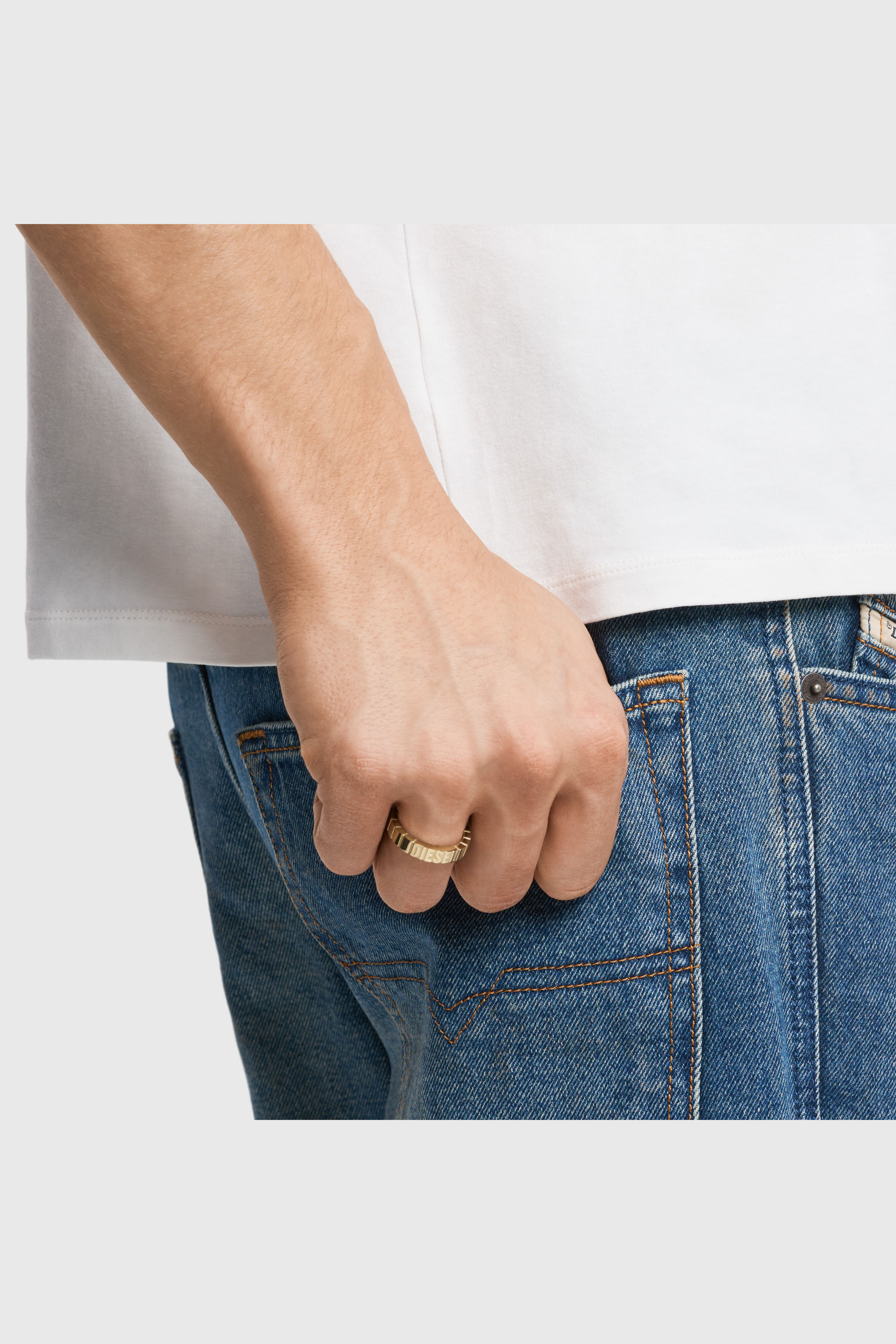 Diesel - DX1613710, Unisex's Stainless Steel Band Ring in Gold - 4